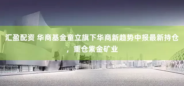 汇盈配资 华商基金童立旗下华商新趋势中报最新持仓，重仓紫金矿业